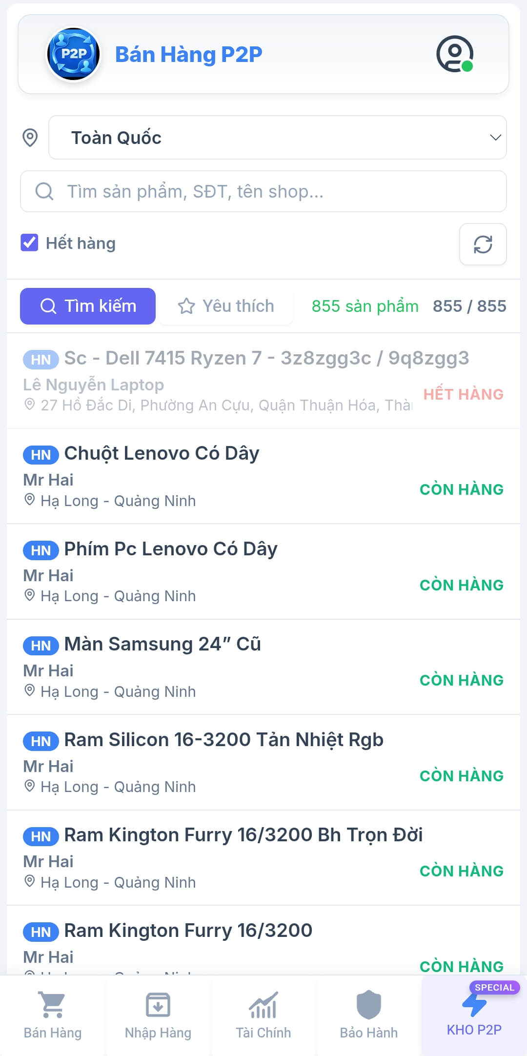 Mobile Kho P2P